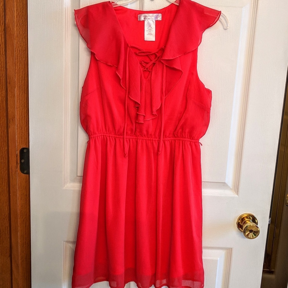 No Boundaries Red Ruffle Dress Junior LG 11-13